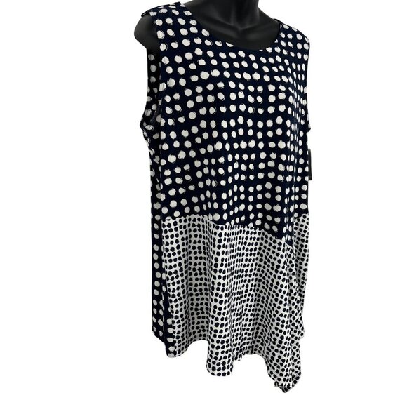 Alfani Women XL Extra Large Blue White Polka Dot Sleeveless Top Blouse NWT New - Picture 3 of 10